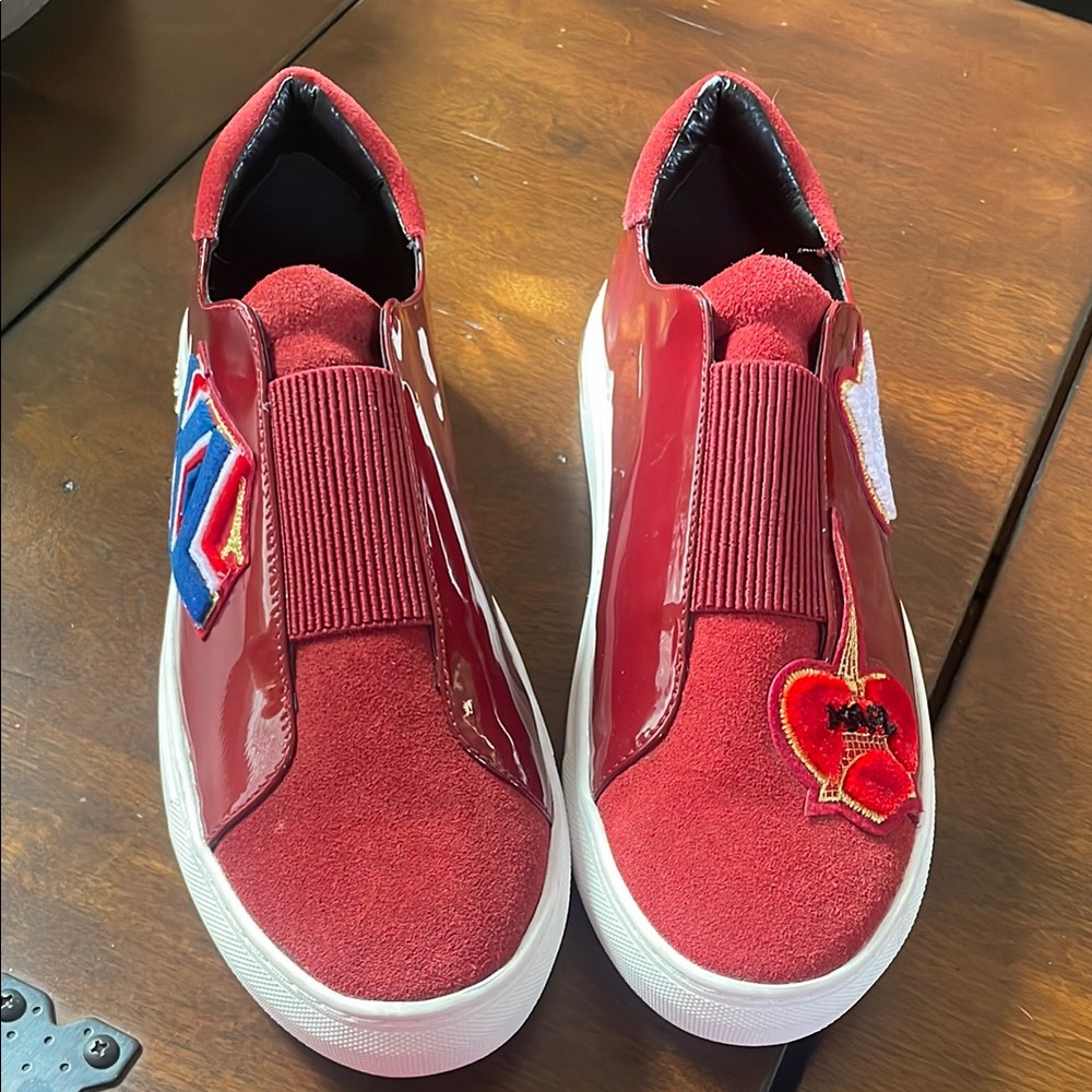 Stylish Red women Shoes with Heart Patch